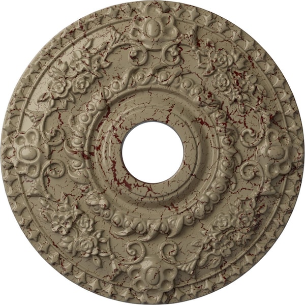 Ekena Millwork Rose Ceiling Medallion (Fits Canopies up to 7 1/4"), 18"OD x 3 1/2"ID x 1 1/2"P, Gobi Desert Crackle CM18ROGDC - main
